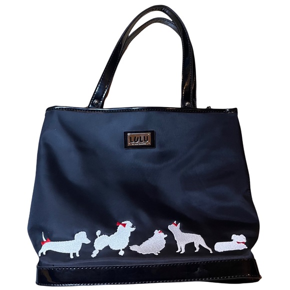 Lulu Guinness Handbags - Lulu Guinness Black Silver Dogs Tote with Attached Wallet